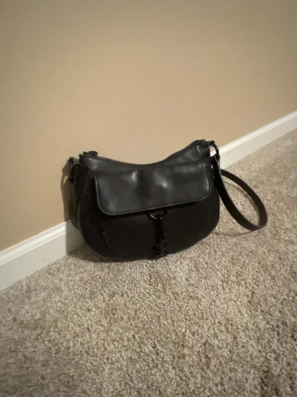 Aimee Kestenberg Black Leather Saddle Crossbody Bag